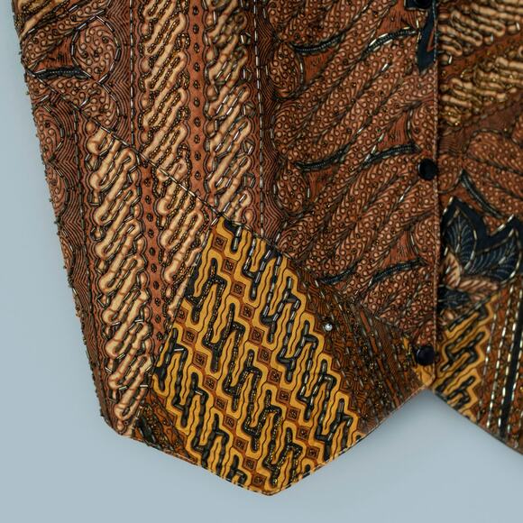 Ana Mori Vintage Beaded Vest - Made in Indonesia - Bold Ethnic Print - O/S - Picture 2 of 10